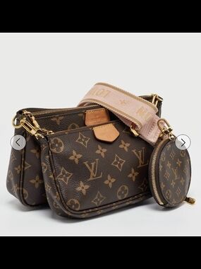 Louis Vuitton Brown Monogram Multi-Pochette Accessoires with Pink Strap